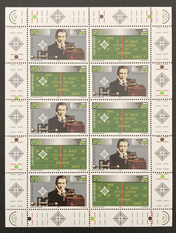 San Marino 1995 #1337a Sheet, Radio Century, MNH.