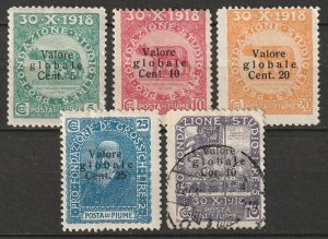 Fiume 1919 Sc 73-4,76-7,85 partial set mixed