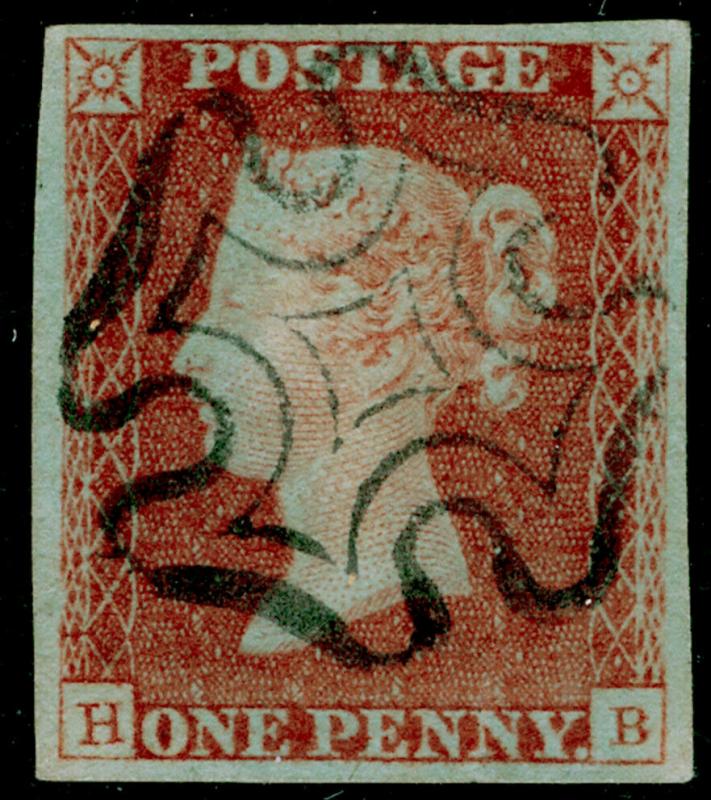 SG9, 1d pale red-brown PLATE 12, VFU. Cat £90. BLACK MX. 4 MARGINS. HB