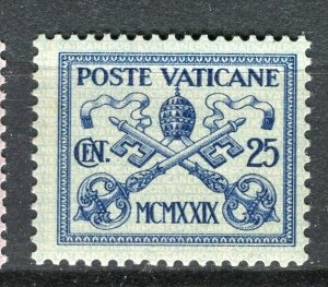 VATICAN; 1929 early Pope Pius XI issue fine Mint hinged 25c. value