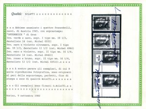 Overprinted 1945. Cert. Bolaffi.