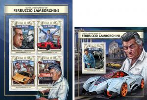 Sierra Leone Lamborghini Racing Sport Cars Autos Automobiles MNH stamps set
