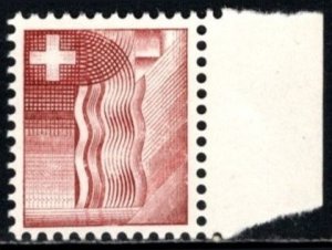 1935 Switzerland Test Stamp Cross and Wavy Lines Red Brown Marginal Copy MNH