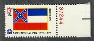 1652 Mississippi State Flag MNH plate number single - PNS