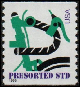 United States 3229 - Mint-NH - (10c) Green Bicycle (Coil) (1998)