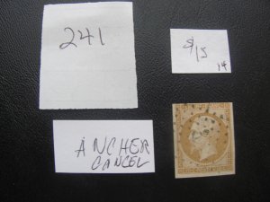FRANCE 1853 USED SC 14 ANCHER CANCEL VF  (241)