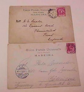 CAPE OF GOOD  OCEAN MAIL 1904 TWO MADIERA CARDS