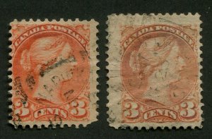 CANADA #41 USED SMALL QUEEN SQUARED CIRCLE CANCELS NAPINKA & WINNIPEG M.C. 1