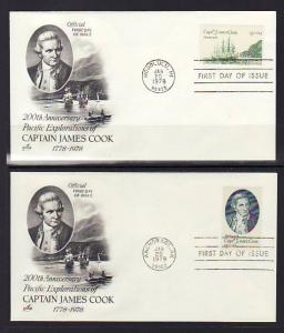 US 1732-1733 Captain Cook 1978 Artcraft S/2 U/A FDC 