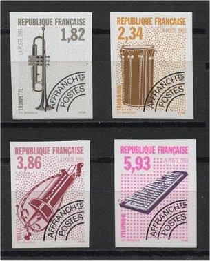 FRANCE, PRECANCEL STAMPS 1994 MUSIC INSTRUMENTS IMPERFORATED