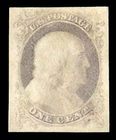 United States, 1875 Reprints of the 1851 Issue #40TC5 Cat$275, 1875 1c trial ...