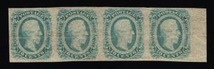 GENUINE CONFEDERATE CSA SCOTT #12e STRIP OF 4 GREEN MINT OG DIE-B ARCHER DALY