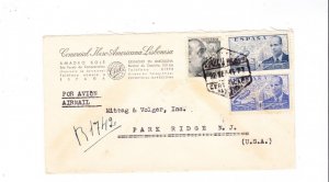 KAPPYS POSTAL HISTORY 1/1  SPAIN AIRMAIL 1945 COMMERCIAL COVER TO USA