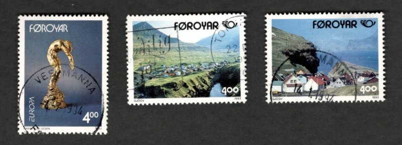 1993 Denmark Faroe Islands  Sc #250-52 Village of Gjogv - used stamps Cv$??