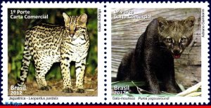 3220 BRAZIL 2012 CAT-MOORISH AND OCELOT, CATS, FAUNA, RHM C-3217-18, SET MNH