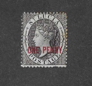 St Lucia Sc #20 1p overprint OG with light toning spots at right