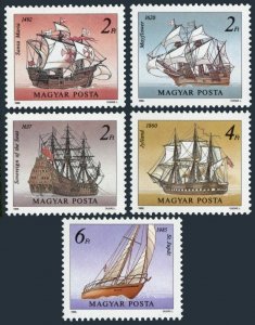 Hungary 3130-3134,MNH.Michel 3966-3970. Sailing Ships 1988.Sovereign of the Sea,