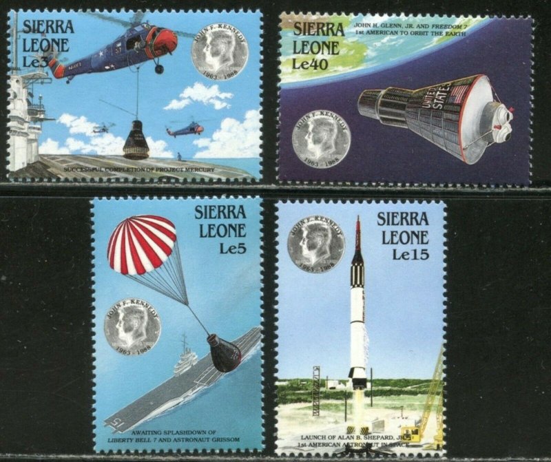 SIERRA LEONE Sc#1000-1004 1988 Kennedy-Space Achievements Set & SS OG MNH