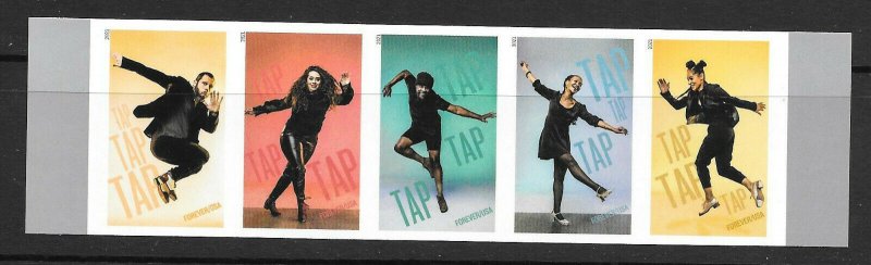 Scott #5613c IMPERFORATE (NO DIE-CUT) Tap Dance Horizontal Strip of 5, MNH