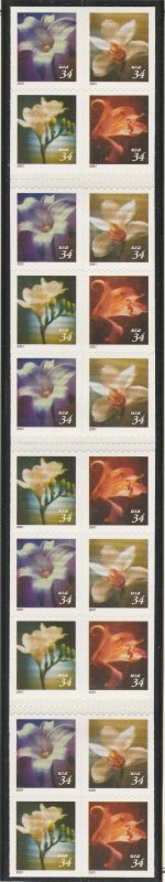 BK284, 3487-90 Flowers Vending Bklt of 20 MNH $1 Shipping