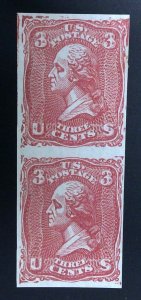 Scott #79-E25a - 3c Dark Red - Lithographic Plate Essay - Pair