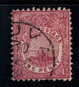 Fiji Scott 55 Used 1896 Fijian canoe stamp perf 11x11.5