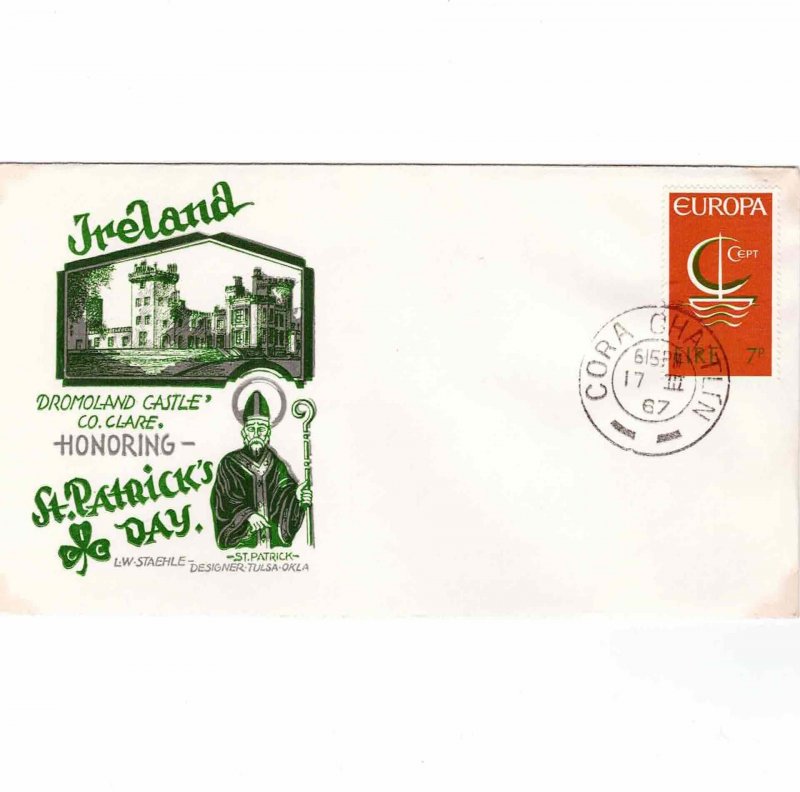 Ireland Eire 1967 Staehle St Patricks Day Cover Sc 216 Dromoland Castle