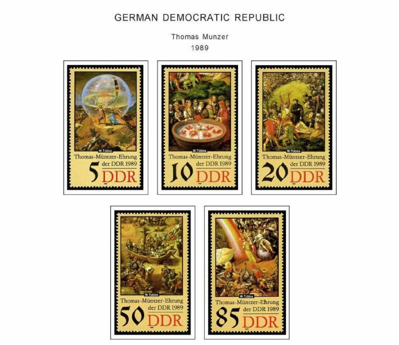 GERMANY [EAST-DDR] STAMP ALBUM PAGES 1949-1990 (334 color illustrated pages)