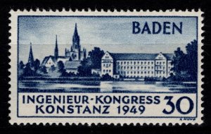 Germany [French Zone] Baden 1949 Engineers Congress, 30pf [Unused]