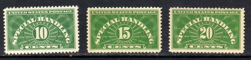 Qe1, Qe2, Qe3 Special Handling 10, 15, 20 centers Mint NH⭐⭐⭐⭐⭐