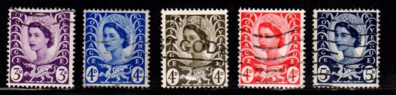 Great Britain - Wales - #7 - 11 Queen Elizabeth set/5 (Unwmk) - Used