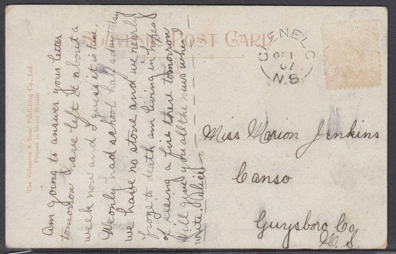 Canada - Oct 1, 1907 Glenelc, NS Split Ring Cancel on Card