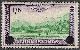 COOK ISLANDS 1960 Sc 147  Mint NH 1sh6d on 5d VF Mail Plane