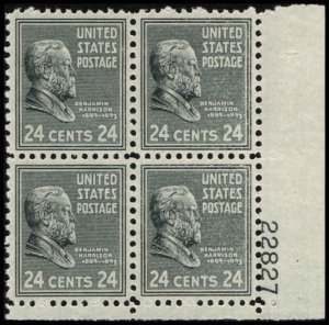 US #828 HARRISON MNH LR PLATE BLOCK #22827