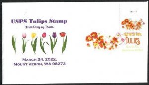 5681-FDC-58c Tulips 22-3-24, Mount Vernon, WA-DCP & Hadley, MA-Bullseye - PBS