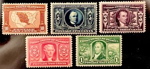 US #323-327 MINT OG H/NH complete set.
