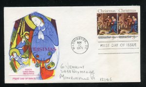 US 1444 Christmas Issue 1971 - Shepherds ADDR Fleetwood cachet FDC
