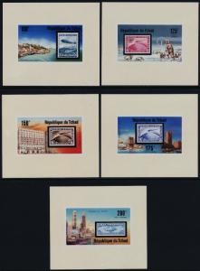 Chad 327,C206-9 Imperf s/s MNH Aircraft, Zeppelin, Dogs, Stamp on Stamp 