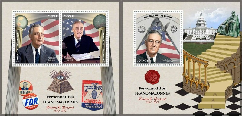 Franco Delano Roosevelt Masons US Presidents Freemasonry MNH stamps set