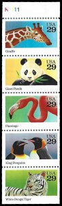 PCBstamps   US #2705/2709a BK Pane $1.45(5x34c)Wild Animals, MNH, (5)