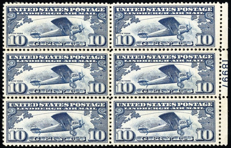 US Stamps # C10 Airmail MNH XF Plate Block Of 6