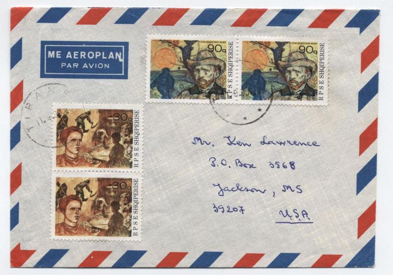 1990 Albania Vincent Van Gogh on airmail cover #2351-2 [L.20]