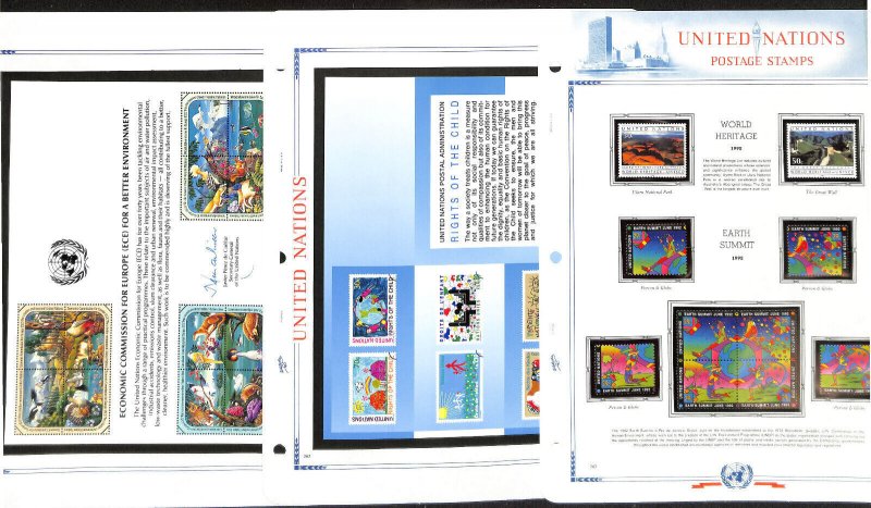 United Nations Stamp Collection in White Ace Album, Mint NH, 1991-1995