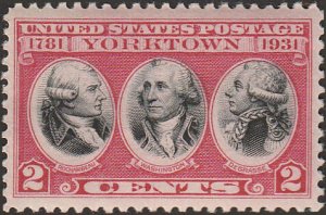 # 703 MINT NEVER HINGED ( MNH ) Carmine Rose And Black Yorktown XF+