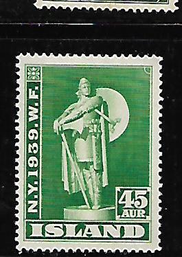 ICELAND, 215, MINT HINGE, PEN MARK, STATUE OF THORFINN KARLSEFNI