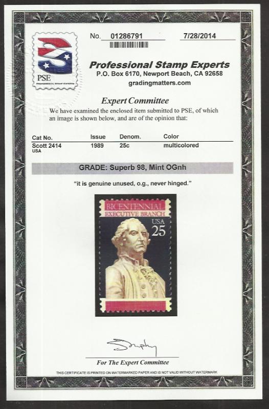 # 2414 MINT NEVER HINGED CONSTITUTION BICENTENIAL     P.S...