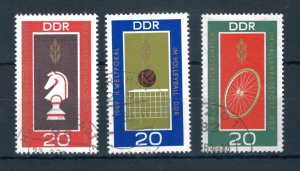 East Germany 1969 World Sports Championships set of stamps Used. Sg E1212-1214.