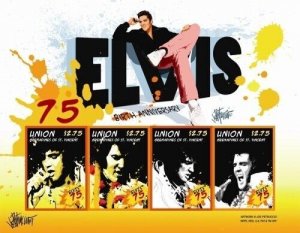 Union Island 2010 - Elvis Presley 75th Birthday Sheet of 4 PERFORATED Stamps MNH