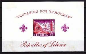 Liberia, Scott cat. C176. Scouts & Moon Vision s/sheet. LH on Front. ^