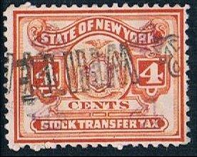 USA 4c New York Stock Transfer Stamp, used, VF